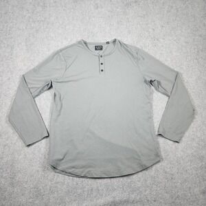 Cuts Clothing Shirt Mens Green Gray XL Curve Hem Long Sleeve Henley